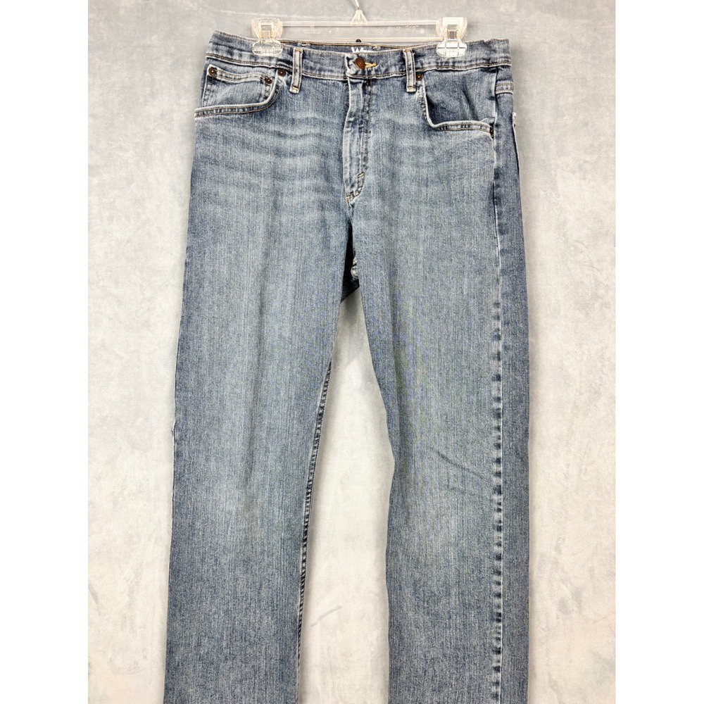 Wrangler Mens Straight Leg Jeans Medium Wash Blue Denim 34x32 MGW25DL